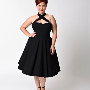 Unique Vintage Black Strapless Dress